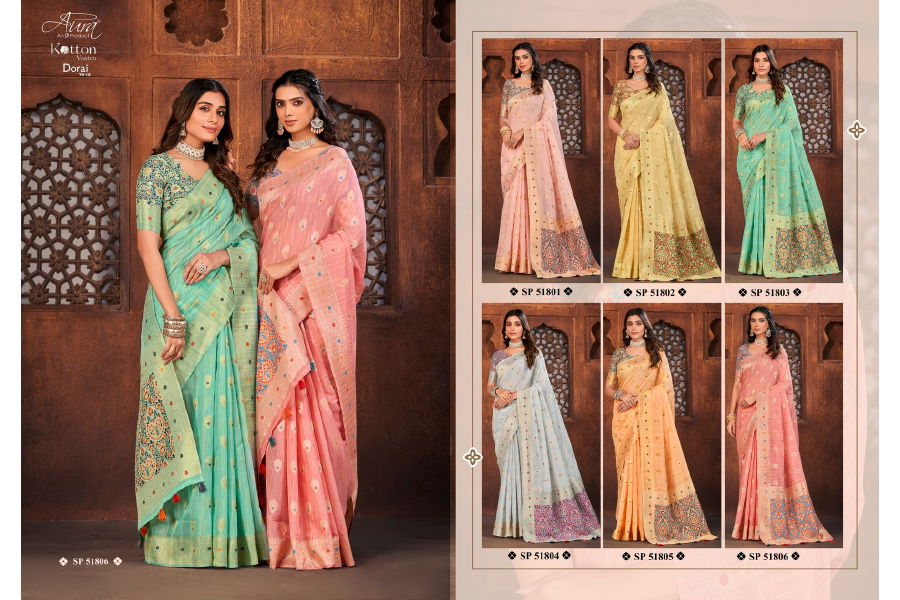 Dorai Vol 18 By Aura Cotton Sarees Catalog
